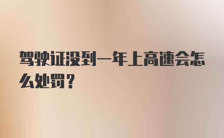 驾驶证没到一年上高速会怎么处罚?