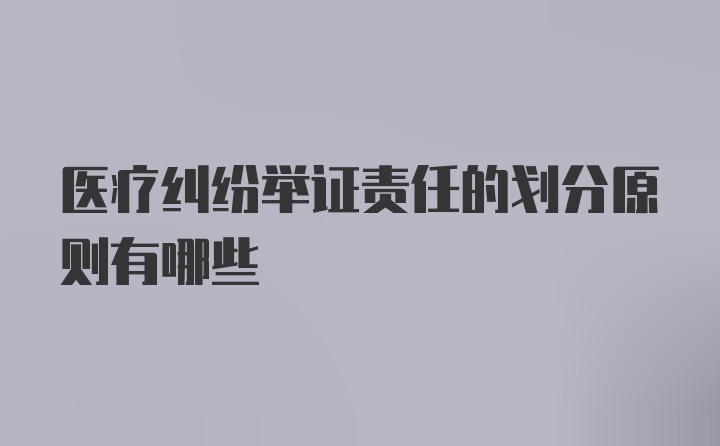 医疗纠纷举证责任的划分原则有哪些