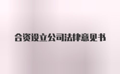 合资设立公司法律意见书