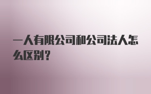 一人有限公司和公司法人怎么区别？