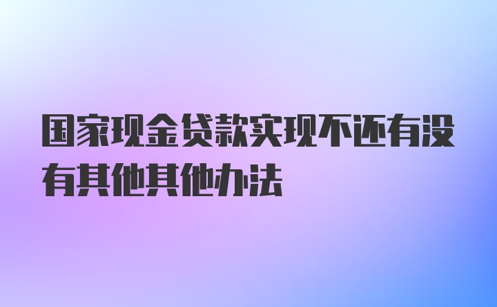 国家现金贷款实现不还有没有其他其他办法