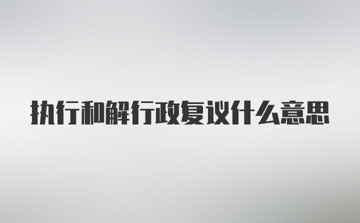 执行和解行政复议什么意思