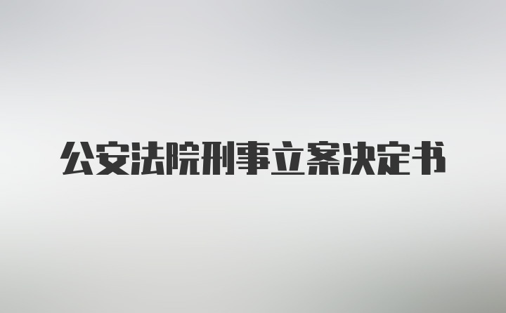 公安法院刑事立案决定书