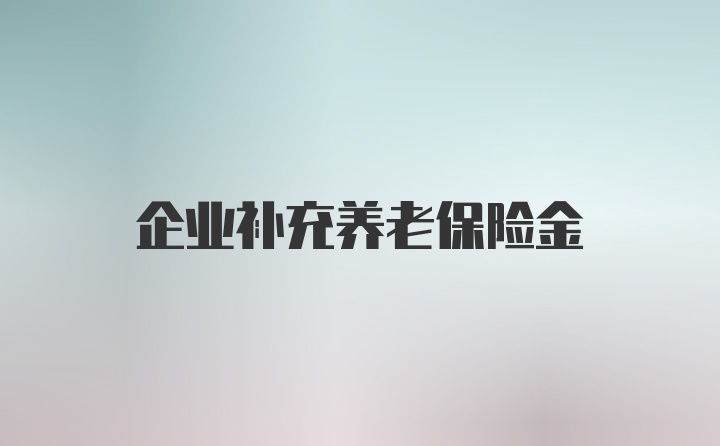 企业补充养老保险金