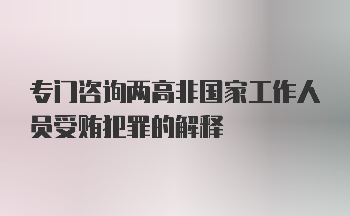 专门咨询两高非国家工作人员受贿犯罪的解释