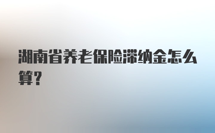 湖南省养老保险滞纳金怎么算？