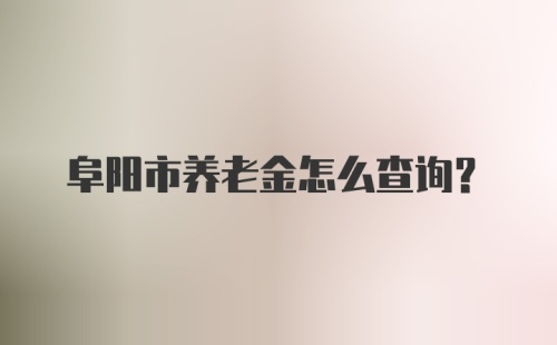 阜阳市养老金怎么查询?