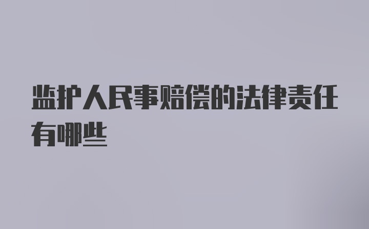 监护人民事赔偿的法律责任有哪些