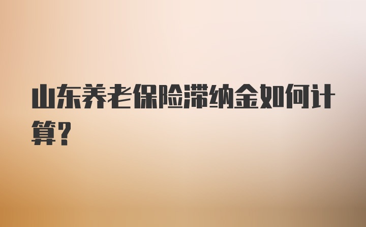 山东养老保险滞纳金如何计算？