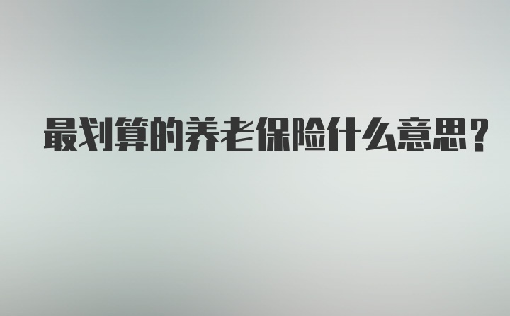 最划算的养老保险什么意思？