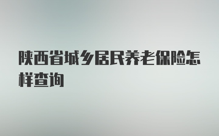 陕西省城乡居民养老保险怎样查询