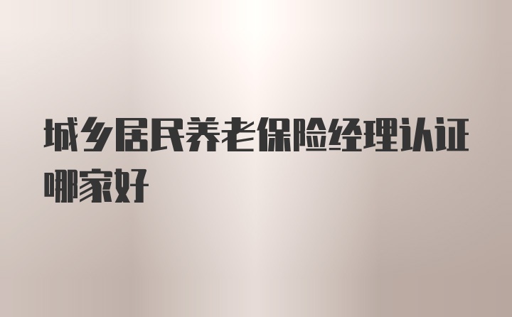 城乡居民养老保险经理认证哪家好