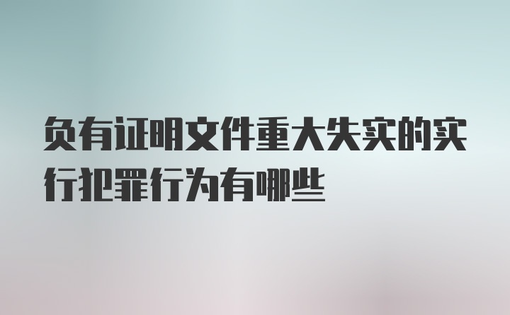 负有证明文件重大失实的实行犯罪行为有哪些