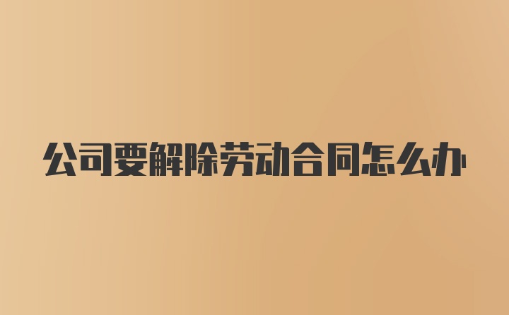 公司要解除劳动合同怎么办