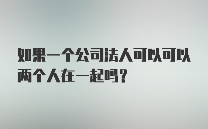 如果一个公司法人可以可以两个人在一起吗？