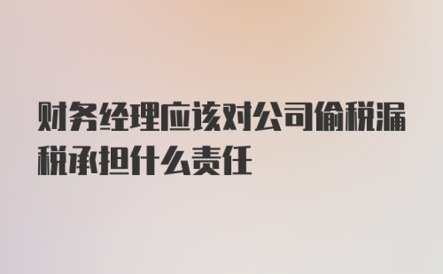 财务经理应该对公司偷税漏税承担什么责任