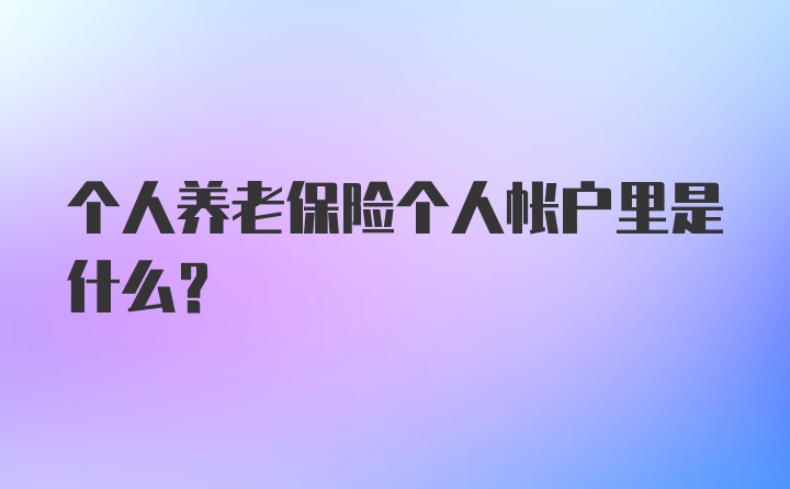 个人养老保险个人帐户里是什么？