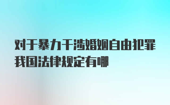 对于暴力干涉婚姻自由犯罪我国法律规定有哪