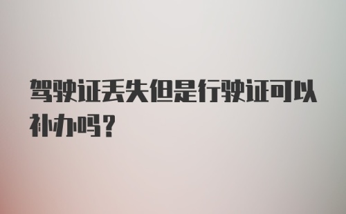 驾驶证丢失但是行驶证可以补办吗？