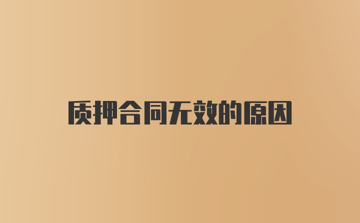 质押合同无效的原因