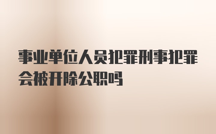 事业单位人员犯罪刑事犯罪会被开除公职吗