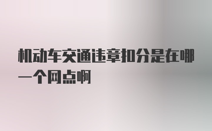 机动车交通违章扣分是在哪一个网点啊