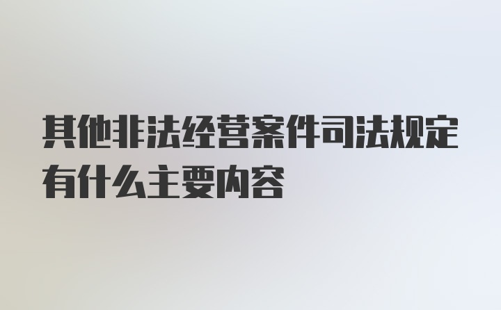 其他非法经营案件司法规定有什么主要内容