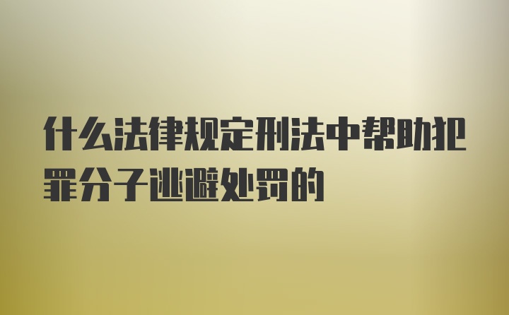 什么法律规定刑法中帮助犯罪分子逃避处罚的