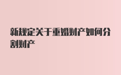 新规定关于重婚财产如何分割财产