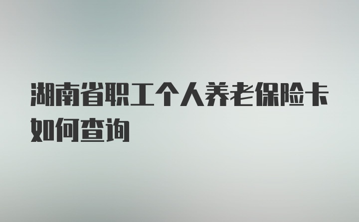 湖南省职工个人养老保险卡如何查询