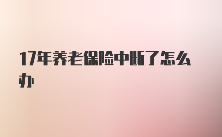 17年养老保险中断了怎么办