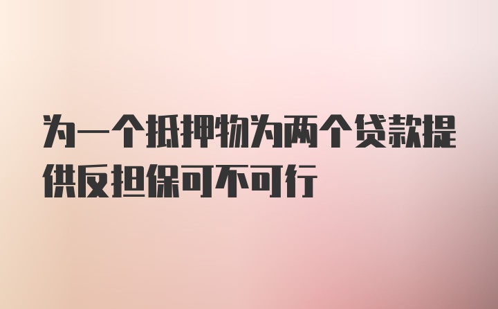 为一个抵押物为两个贷款提供反担保可不可行