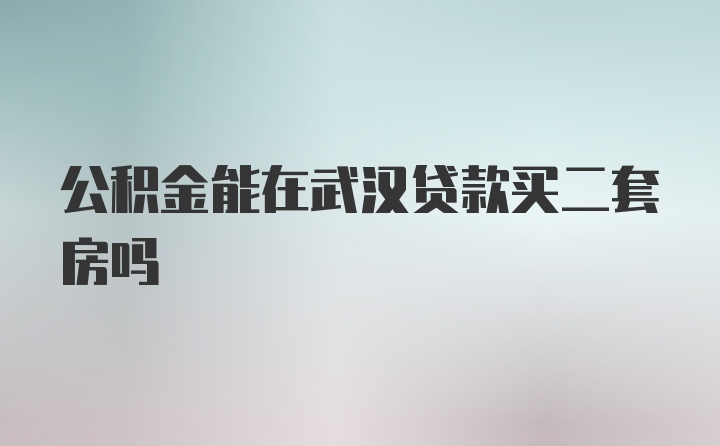 公积金能在武汉贷款买二套房吗