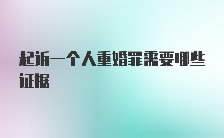 起诉一个人重婚罪需要哪些证据