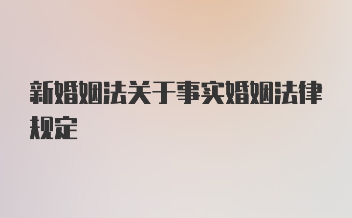 新婚姻法关于事实婚姻法律规定