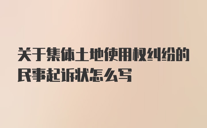 关于集体土地使用权纠纷的民事起诉状怎么写