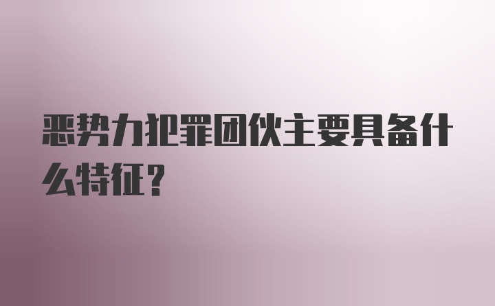 恶势力犯罪团伙主要具备什么特征？