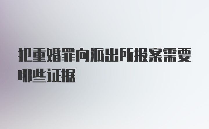 犯重婚罪向派出所报案需要哪些证据