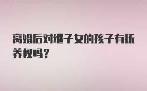 离婚后对继子女的孩子有抚养权吗？