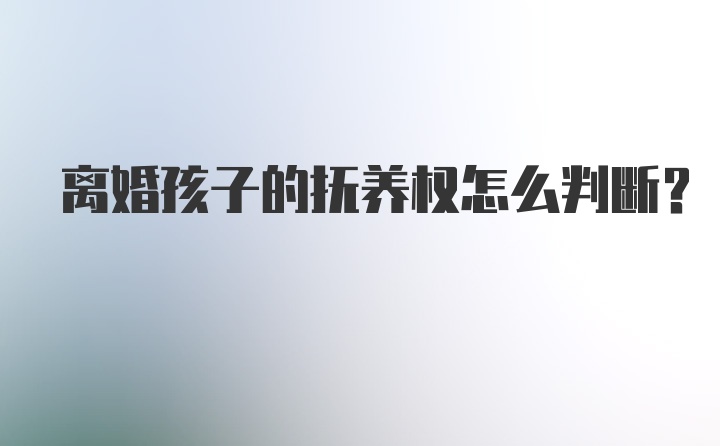 离婚孩子的抚养权怎么判断？