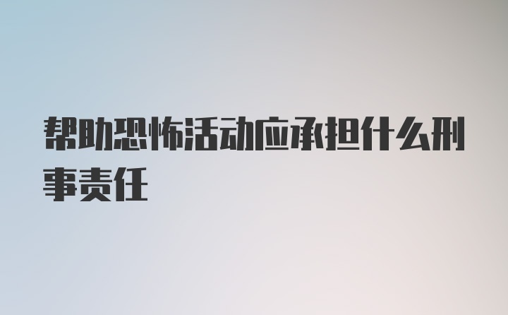 帮助恐怖活动应承担什么刑事责任