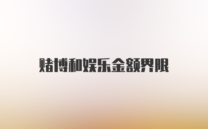 赌博和娱乐金额界限