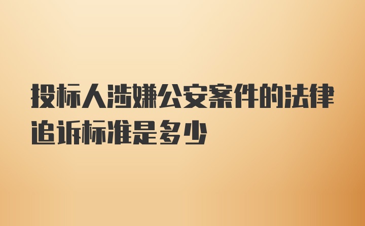 投标人涉嫌公安案件的法律追诉标准是多少