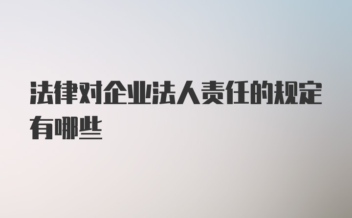 法律对企业法人责任的规定有哪些