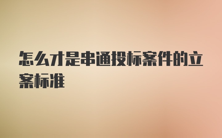 怎么才是串通投标案件的立案标准