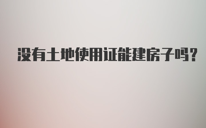 没有土地使用证能建房子吗？