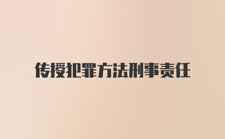 传授犯罪方法刑事责任