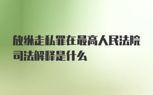 放纵走私罪在最高人民法院司法解释是什么