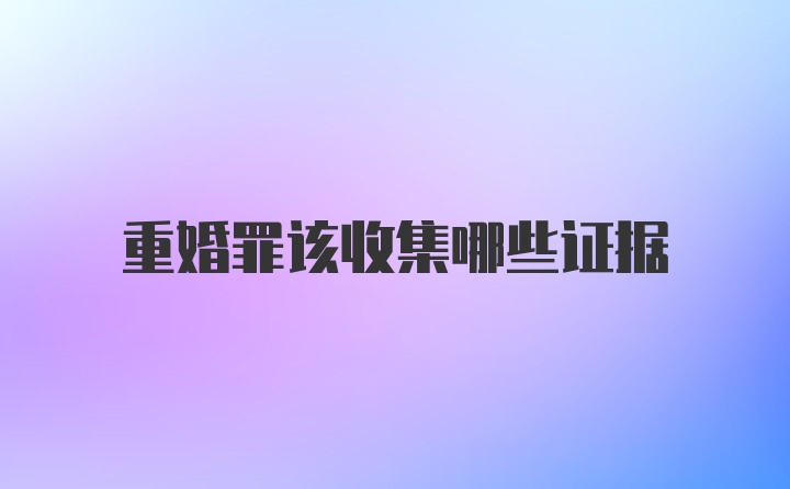 重婚罪该收集哪些证据