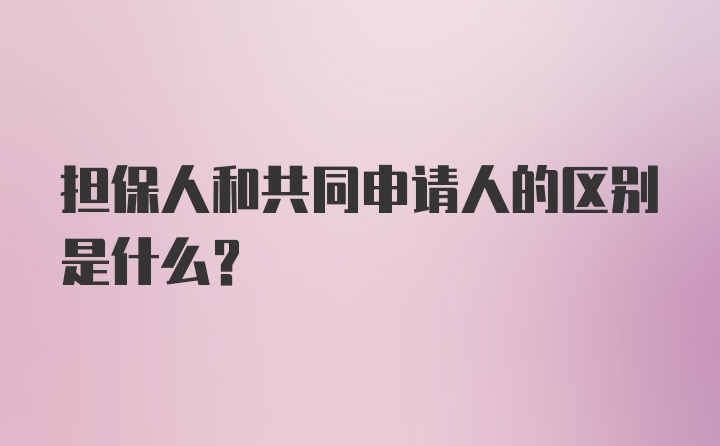 担保人和共同申请人的区别是什么?